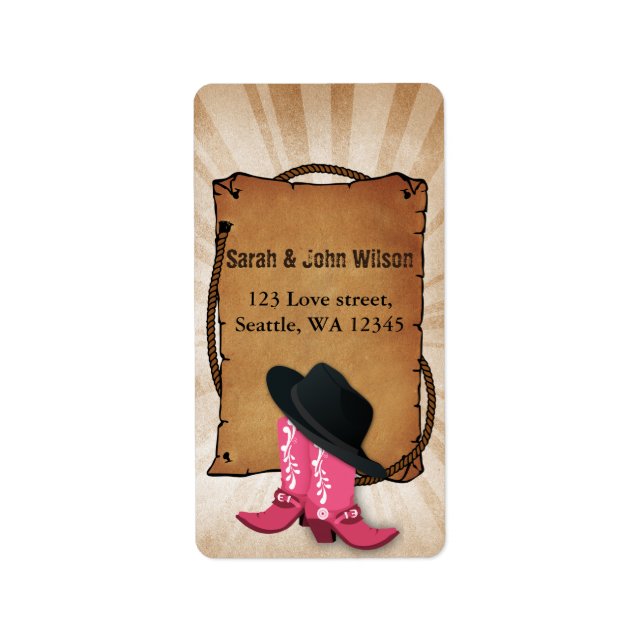 Cowboystiefel-Westernthema-Adressen-Etikett Adressaufkleber (Vorne)