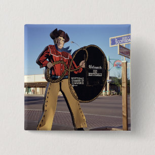 Cowboyzahl freundliche Touristen des Zeichens zu Button