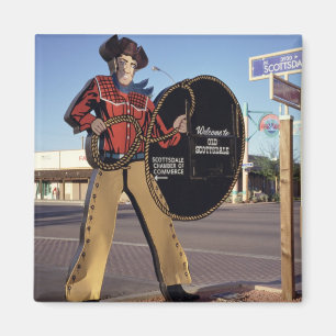 Cowboyzahl freundliche Touristen des Zeichens zu Magnet
