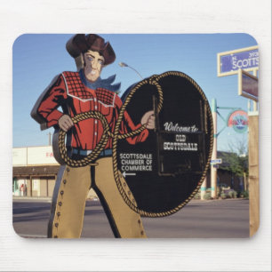 Cowboyzahl freundliche Touristen des Zeichens zu Mousepad