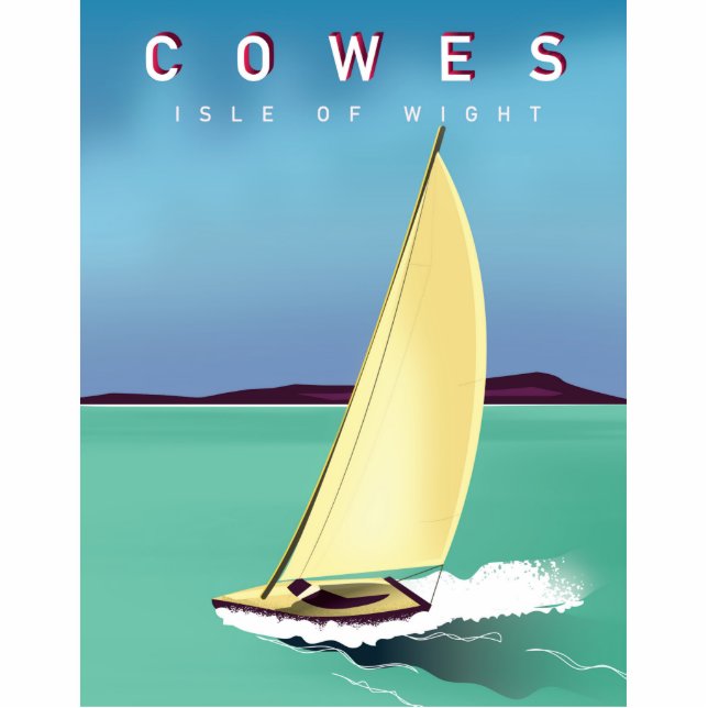 Cowes ist eine Art Reiseplakat. Freistehende Fotoskulptur (Vorne)