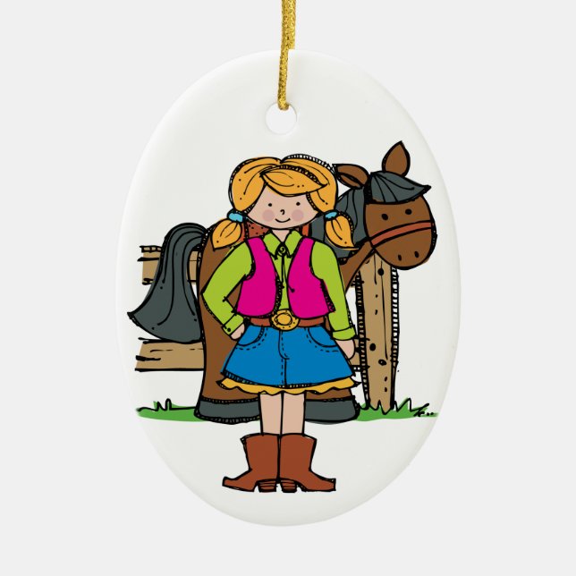 Cowgirl2 Keramik Ornament (Vorne)