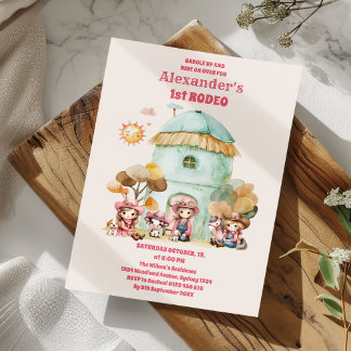 Cowgirl 1. Rodeo Erster Geburtstag Einladung