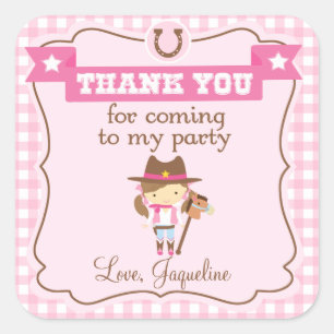 Cowgirl 3inch personnalisé merci étiquette autocol