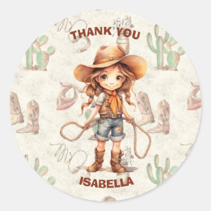 Cowgirl 5th Birthday Bash Runder Aufkleber