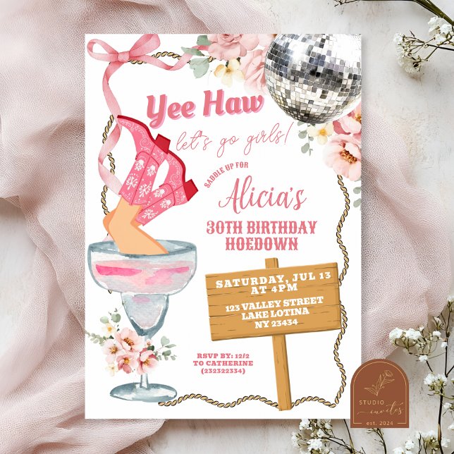 Cowgirl Adult Birthday Hoedown Invitation (Créateur téléchargé)