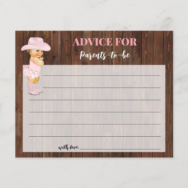 Cowgirl Advice für Mama & Vater Kinderduschkarte Flyer (Vorne)