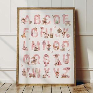Cowgirl Alphabet ABC Poster Kinderzimmer Dekoratio