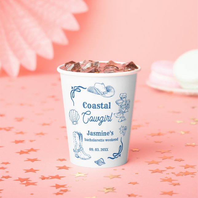 Cowgirl am Blue Ocean Bachelorette Pappbecher (Insitu)
