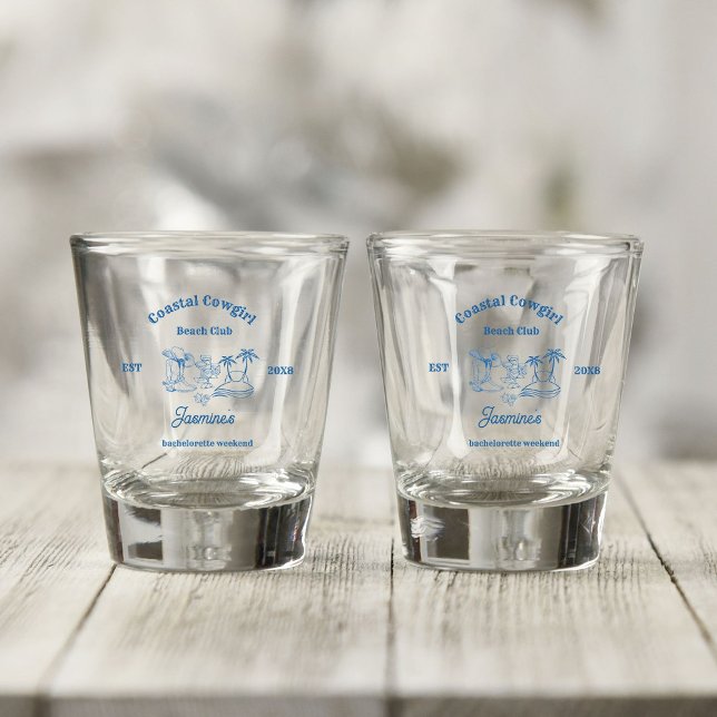 Cowgirl am Blue Ocean Bachelorette Schnapsglas (Von Creator hochgeladen)