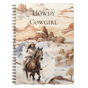 Cowgirl am Pferd Südwesten Western Notizblock