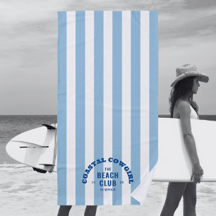 Cowgirl am Strand Der Beach Club Blue Cabana Strei Strandtuch