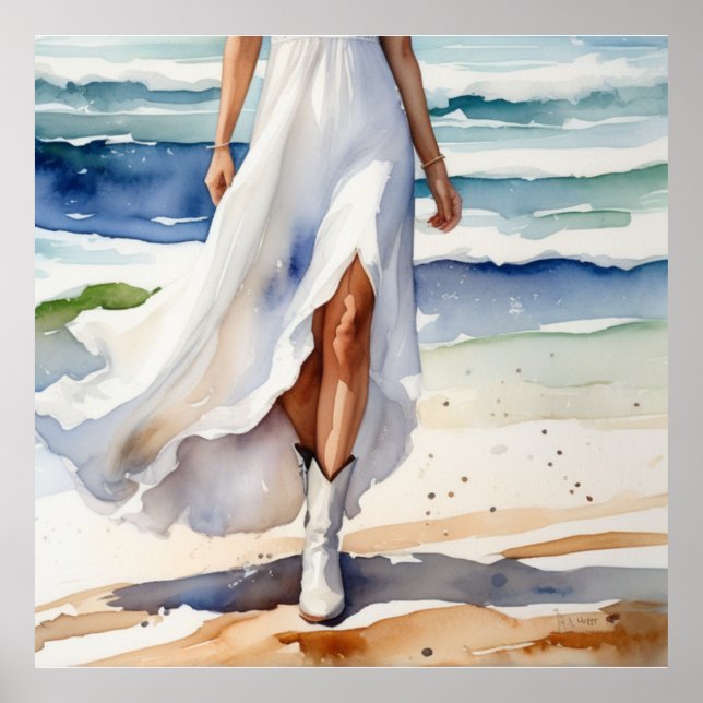 Cowgirl am Strand Poster (Vorne)