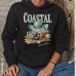 Cowgirl an der Küste mit persönlichem Namen Hoodie