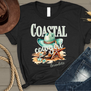 Cowgirl an der Küste mit persönlichem Namen T-Shirt