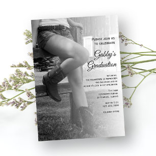 Cowgirl and Fence Barn Party Abschluss Einladung