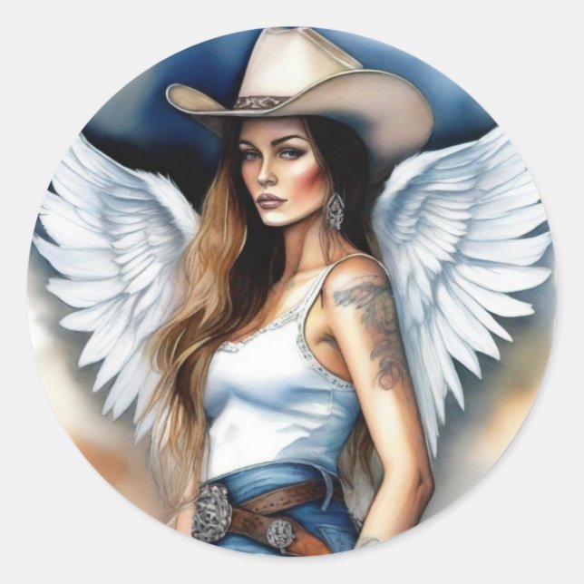 Cowgirl Angel Sticker (Vorderseite)