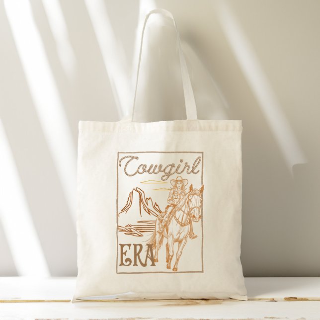 Cowgirl-Ära Vintag Retro-Western-Skizze zeichnend Tragetasche (Cowgirl era vintage retro western sketch drawing tote bag horse lovers gifts for her)