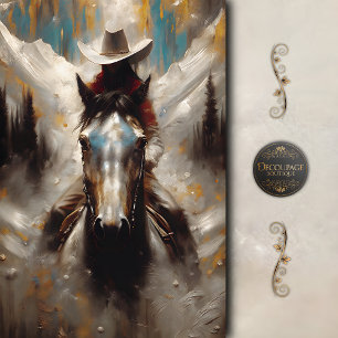 Cowgirl auf Black Horse Mountain Découpage Seidenpapier