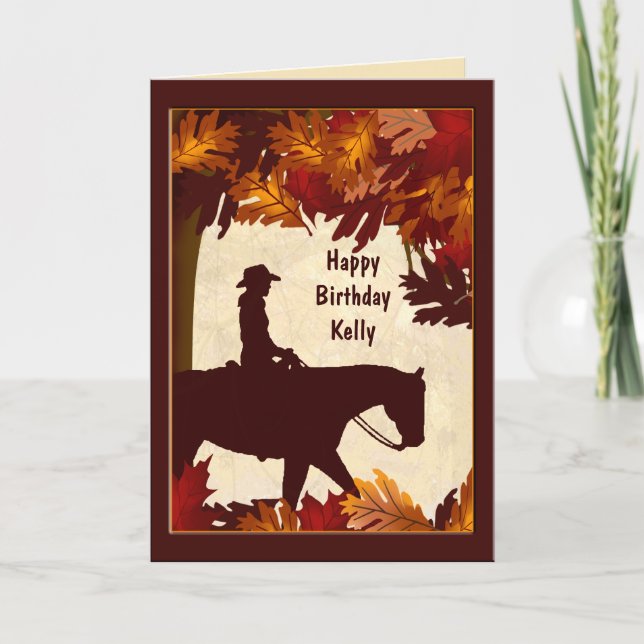 Cowgirl Autumn Custom Birthday Card Karte (Vorderseite)
