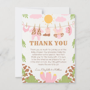 Cowgirl Baby Clothesline Western Carte de remercie