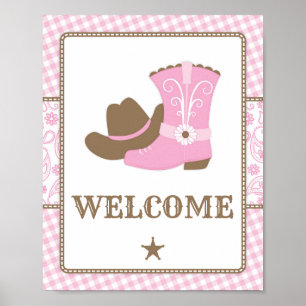 Cowgirl Baby Dusche Begrüßungszeichen Poster