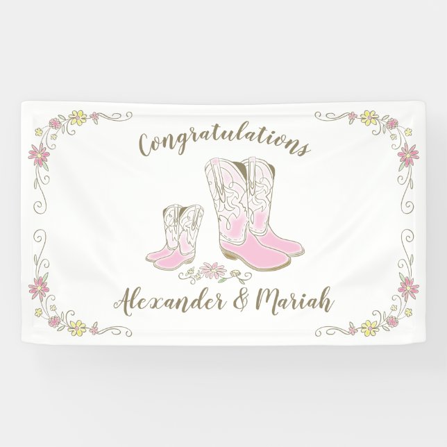Cowgirl Baby Dusche Country Western Pink Girl Banner (Horizontal)