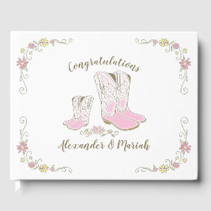 Cowgirl Baby Dusche Country Western Pink Girl Gästebuch
