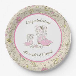 Cowgirl Baby Dusche Country Western Pink Girl Pappteller