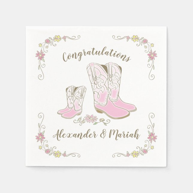 Cowgirl Baby Dusche Country Western Pink Girl Serviette (Vorderseite)