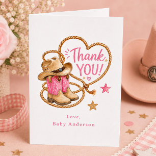 Cowgirl-Baby-Party-Einladungs-Dankeskarten Dankeskarte