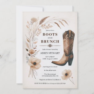 Cowgirl Baby Shower Einladung Stiefel & Brunch