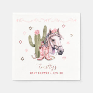 Cowgirl Baby Shower Napkins - Thema Rosa Western Serviette