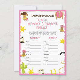 Cowgirl Baby Showgame - Bearbeitbarer Name, 12x18 Einladung