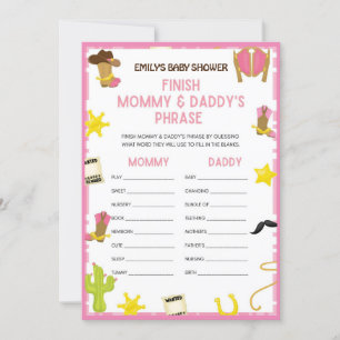 Cowgirl Baby Showgame - Bearbeitbarer Name, 12x18 Einladung
