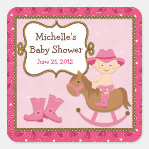 Cowgirl Babyaufkleber Quadratischer Aufkleber