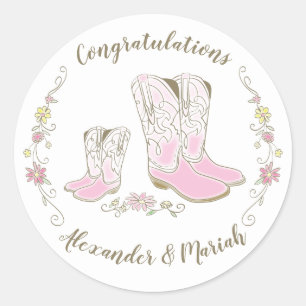 Cowgirl Babydusche Country Western Pink Girl Runder Aufkleber