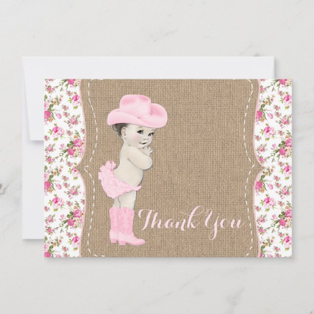 Cowgirl Babydusche Danke Karte (Vorderseite)