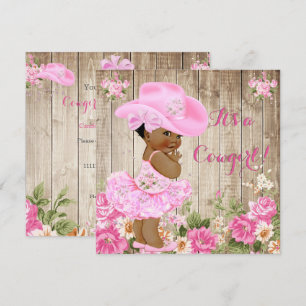 Cowgirl Babydusche Rosa Rustikale Wood Girl Ethnic Einladung