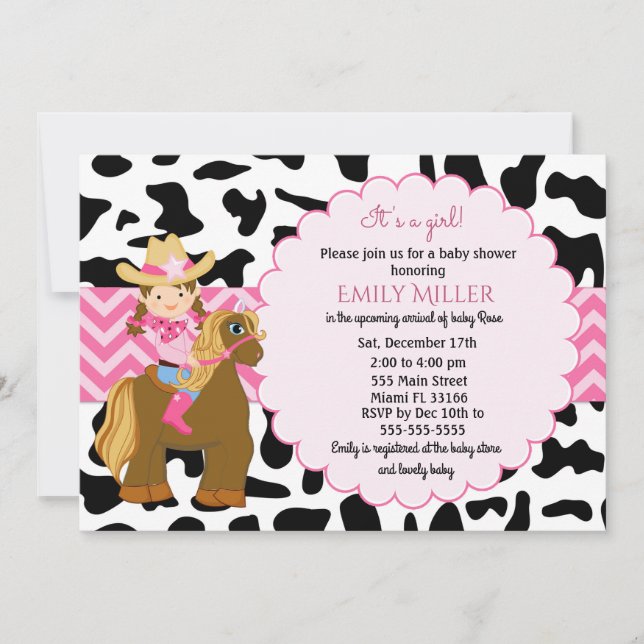 Cowgirl-Babyparty-Einladung Einladung (Vorderseite)