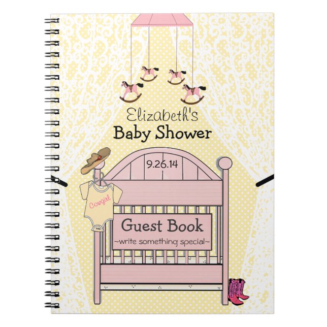 Cowgirl-Babyparty-Gast-Buch Notizblock (Vorderseite)