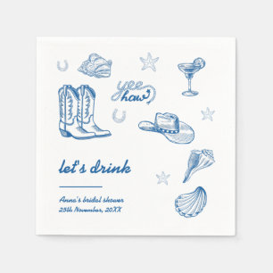 Cowgirl Bachelorette Hand Illustriert Serviette