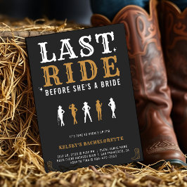 Cowgirl Bachelorette Party Last Ride Brown & Black Einladung