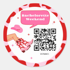 Cowgirl Bachelorette Venmo QR Code Runder Aufkleber