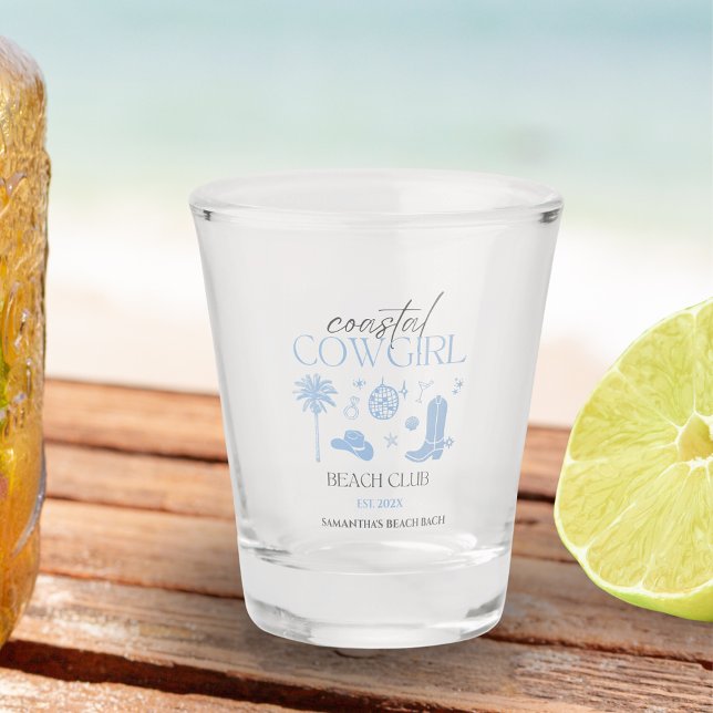 Cowgirl Beach Club Bachelorette Schnapsglas (Coastal Cowgirl Shot Glasses Bachelorette Favors)