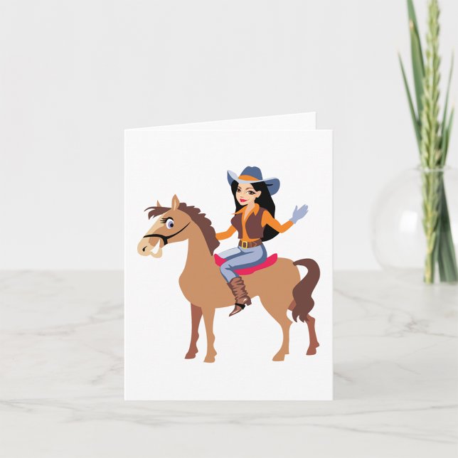 Cowgirl beim Reiten von Pferden Mitteilungskarten (Von Creator hochgeladen)