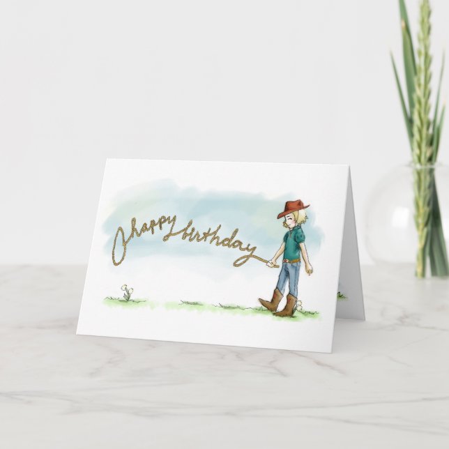 Cowgirl Birthday Card Karte (Vorderseite)