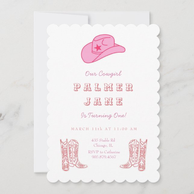 Cowgirl Birthday Einladung (Vorderseite)