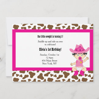 Cowgirl Birthday Einladung (asiatisch)