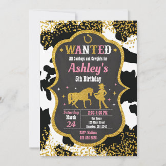 Cowgirl Birthday Einladung / Western / Glitzer